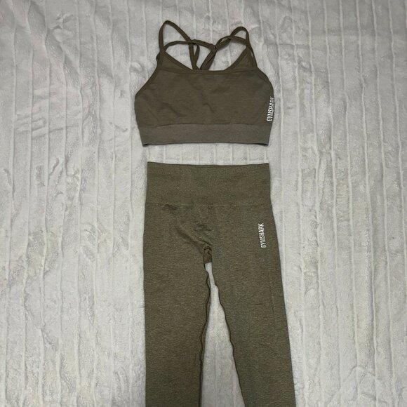 Gymshark Other - Gymshark Women’s Seamless Sports Bra (S) + Leggings (XS) Set | Khaki Green